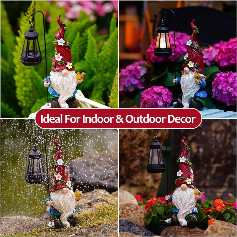 Pohabery Christmas Gnomes Outdoor Statue with Solar Lights,Solar Garden Gnomes Decorations for Yard Patio Outside Gnome Garden Decor, Gnomes Gifts for Women Mom - Image 3